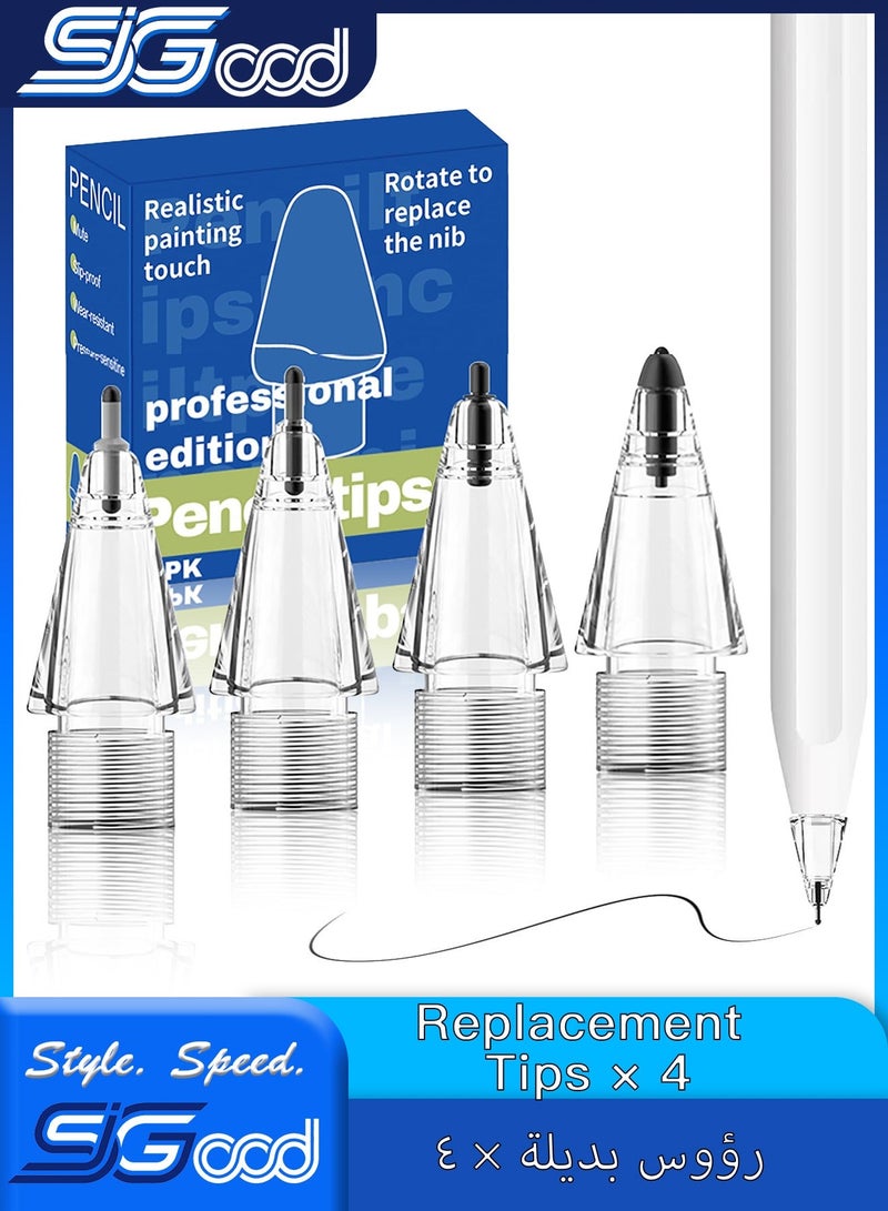 SIGood Replacement Tips for Apple Pencil 1st/2nd Gen/USB-C/Pencil Pro, Innovative Elastic Soft Probe Precise Control Pencil Nibs for iPad Pro (4 Pack Transparent) - Image 1