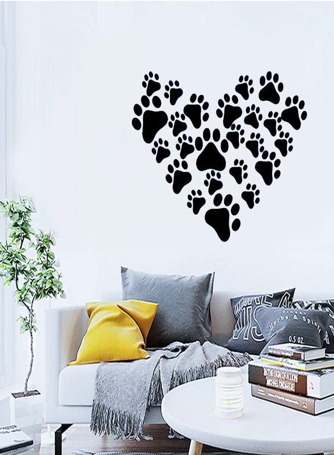 LZYMSZ 60 PCS Dog Paws Wall Decal Vinyl Stickers, Removable Animal Footprint Wall Decoration, Available in 3 Sizes DIY Sticker Mural Sets for Bedroom Living Room Office Playroom Classroom - Image 3