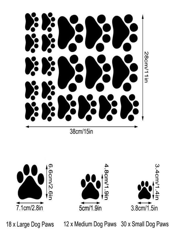 LZYMSZ 60 PCS Dog Paws Wall Decal Vinyl Stickers, Removable Animal Footprint Wall Decoration, Available in 3 Sizes DIY Sticker Mural Sets for Bedroom Living Room Office Playroom Classroom - Image 2