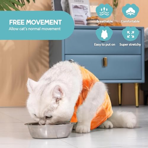 Avont Cat Recovery Suit Kitten Onesie for Cats After Surgery Cone of Shame Alternative Surgical Spay Suit for Female Cat PostSurgery or Skin Diseases Protection Tiedye OrangeM - Image 3