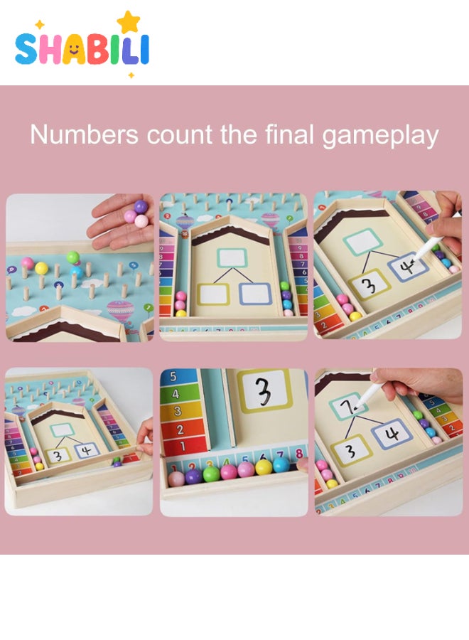 SHABILI Light Blue Portable Natural Wood Ten-Frame Number Decomposition Bead Rolling Game Board Educational STEM Manipulative Early Learning Counting Puzzle Toy for Kids Ages 4–7 Classroom Birthday Gift - Image 2