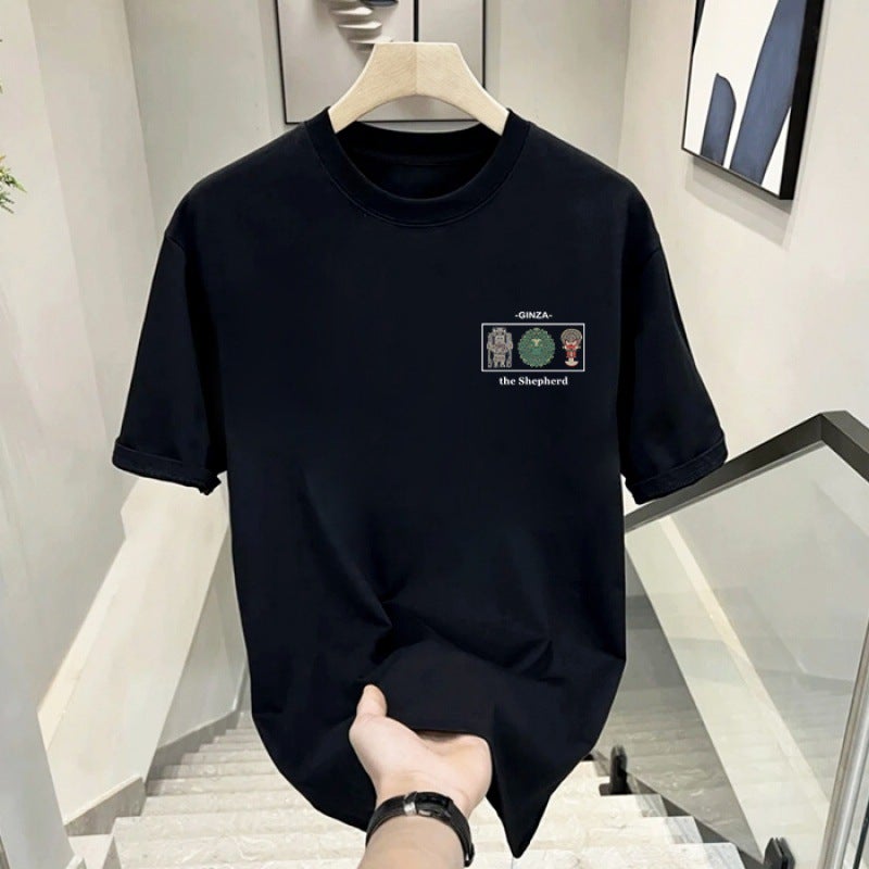 Men'S Heavy Cartoon Short-Sleeved T-Shirt Men'S Loose Printed Base Shirt Trendy Brand T-Shirt Simple Ins - Image 3