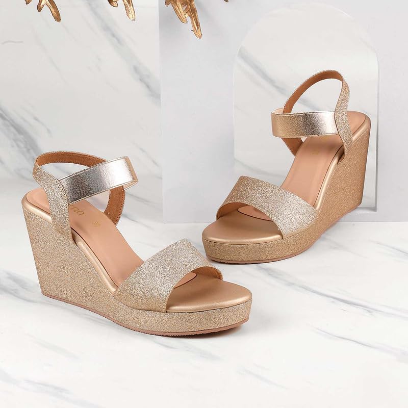 Metro Women Gold Wedge Heel Fashion Sandal UK/8 EU/41 (34-95) - Image 2