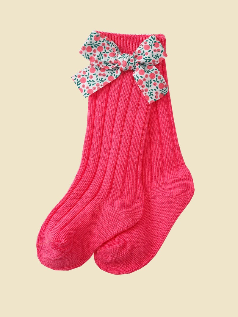 2020 Spanish Kidsren''s Pit Socks Floral Bow Plain Color Kidsren''s Stockings Ins Baby Socks - Image 5