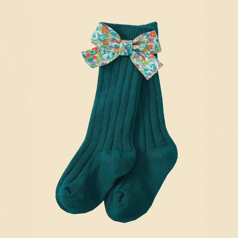 2020 Spanish Kidsren''s Pit Socks Floral Bow Plain Color Kidsren''s Stockings Ins Baby Socks - Image 1