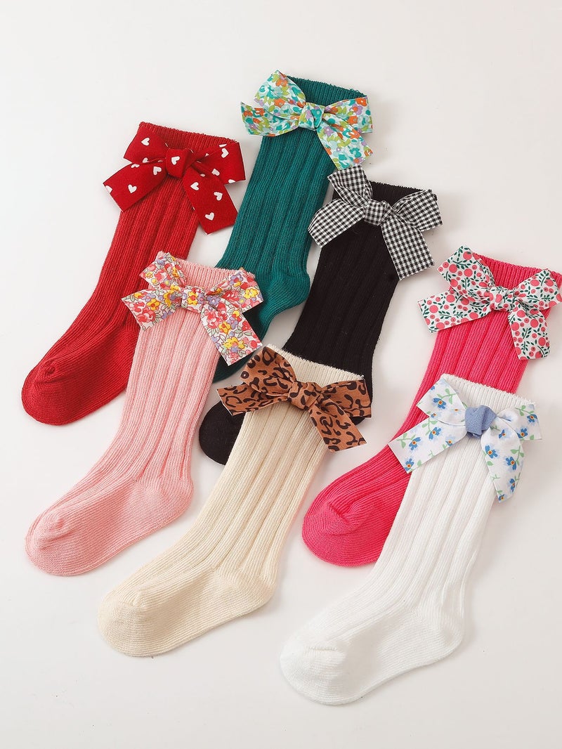 2020 Spanish Kidsren''s Pit Socks Floral Bow Plain Color Kidsren''s Stockings Ins Baby Socks - Image 2