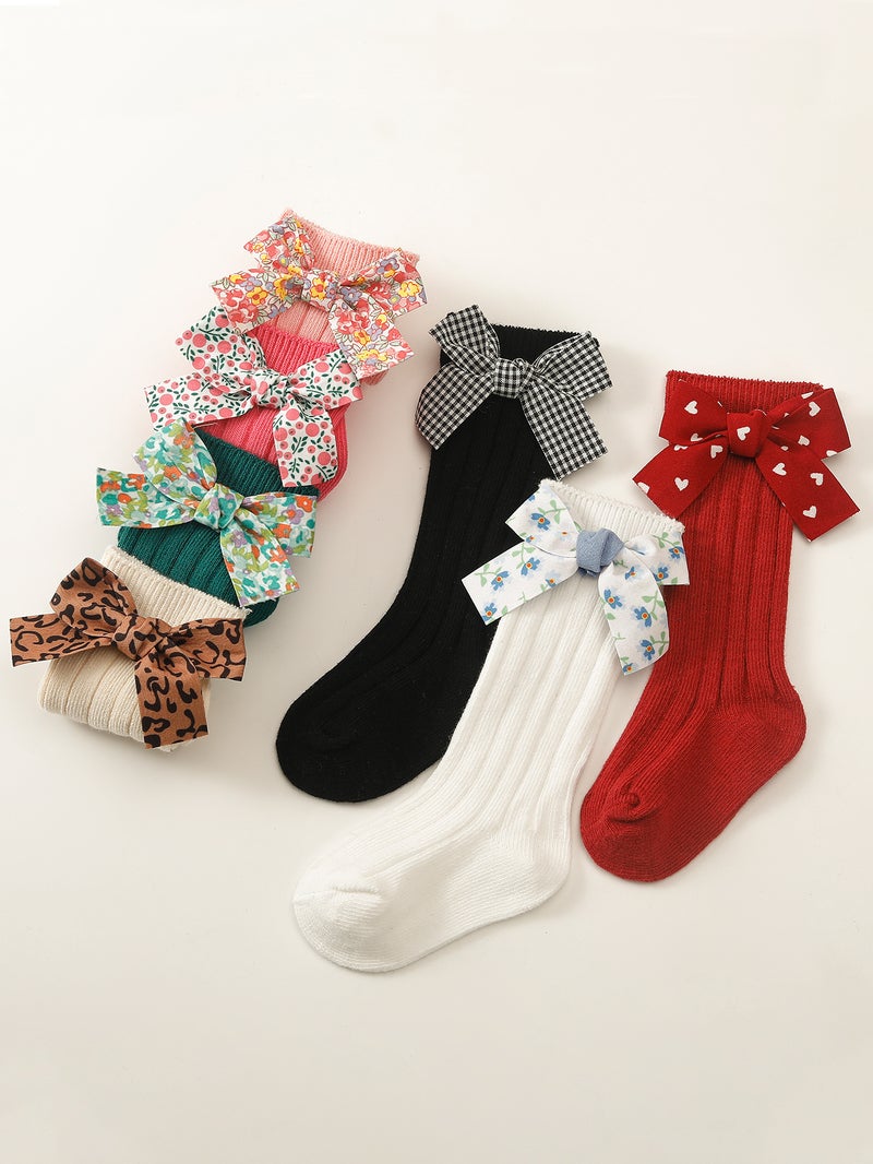 2020 Spanish Kidsren''s Pit Socks Floral Bow Plain Color Kidsren''s Stockings Ins Baby Socks - Image 4