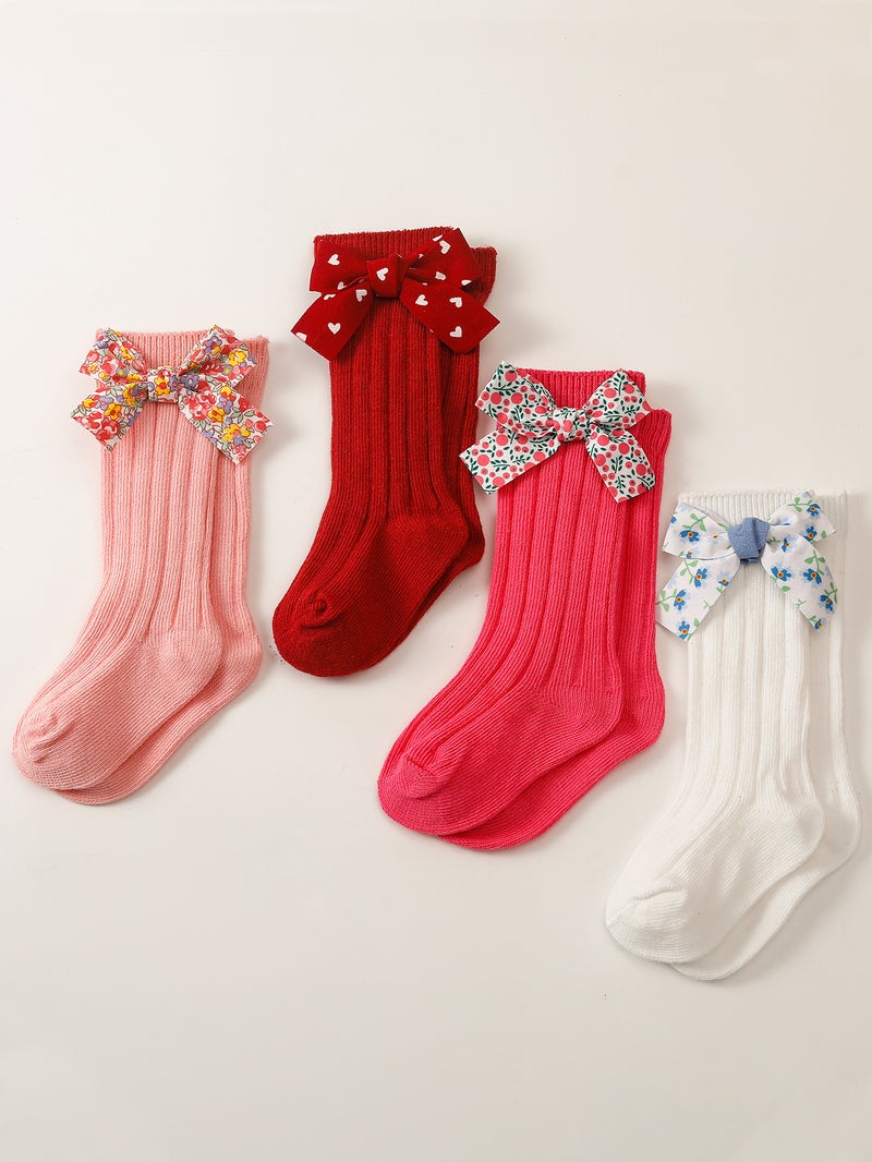 2020 Spanish Kidsren''s Pit Socks Floral Bow Plain Color Kidsren''s Stockings Ins Baby Socks - Image 3