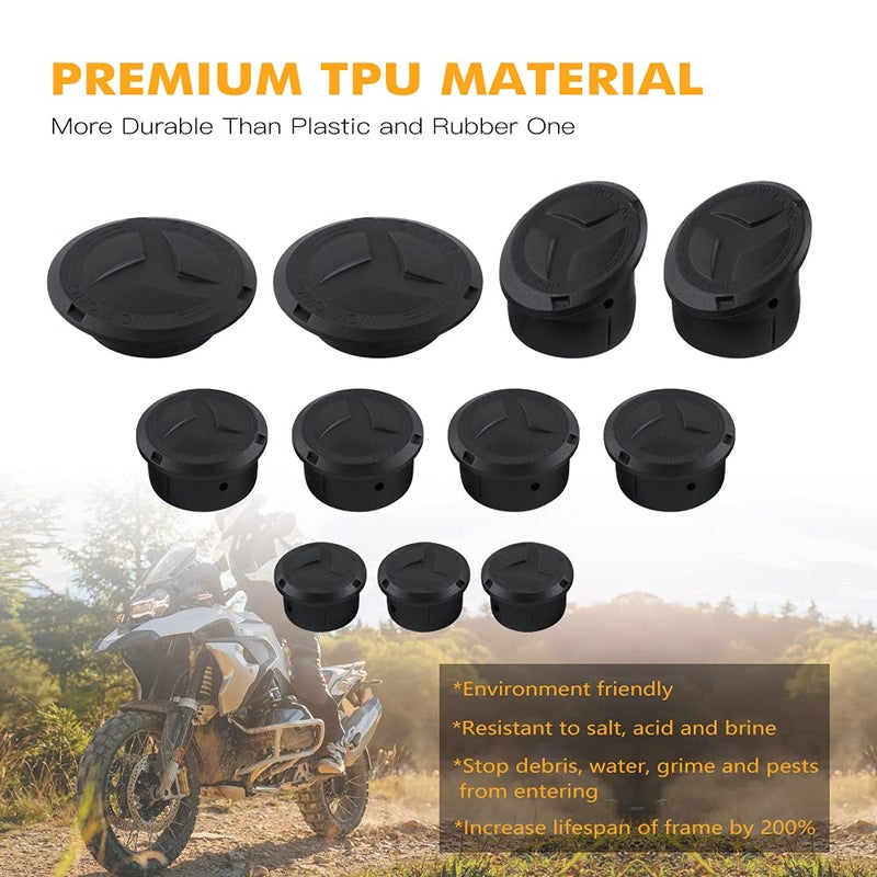 NICECNC 11PCS Motorcycle Frame Hole Caps Cover Plug Compatible with BMW R1250 GS/Adventure, R1200 GS LC 2013-2018, R1200 GS LC Adv 2014 2015 2016 2017 2018 2019 2020 2021 2022, R1250GS Accessories - Image 4