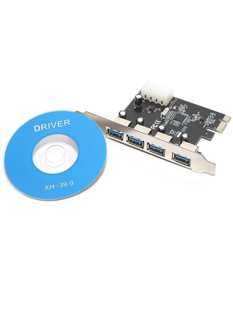 بطاقة PCI اكسبرس 4 منافذ USB 3.0 مع موصل طاقة 5 فولت 4 دبابيس بسرعة تصل إلى 5 جيجابايت في الثانية من ميشيف