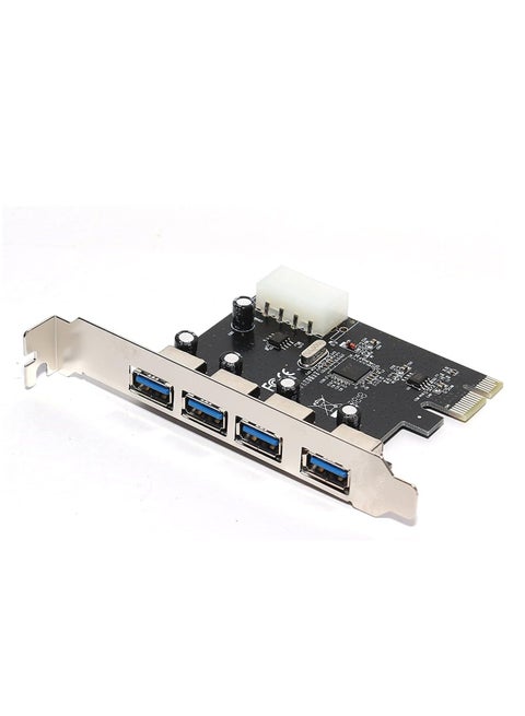 بطاقة PCI اكسبرس 4 منافذ USB 3.0 مع موصل طاقة 5 فولت 4 دبابيس بسرعة تصل إلى 5 جيجابايت في الثانية من ميشيف