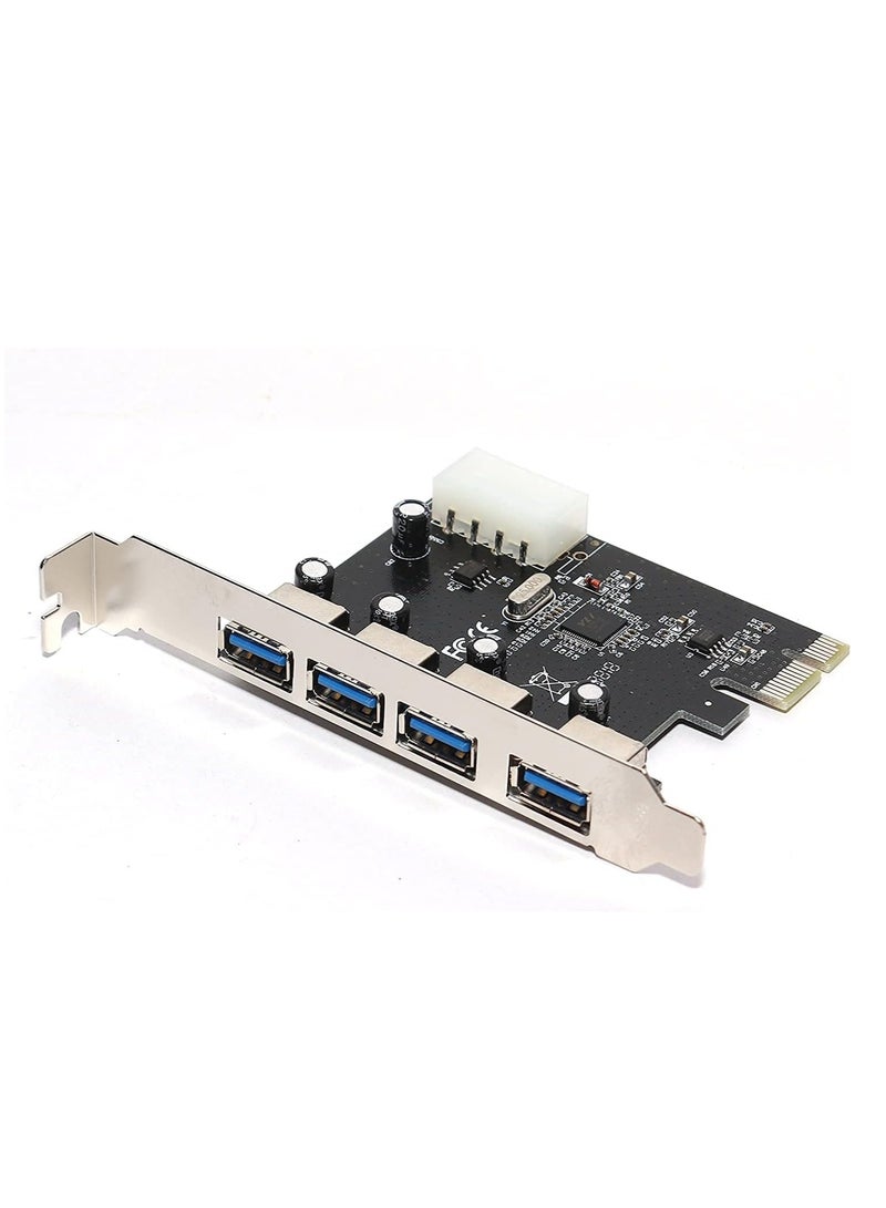بطاقة PCI اكسبرس 4 منافذ USB 3.0 مع موصل طاقة 5 فولت 4 دبابيس بسرعة تصل إلى 5 جيجابايت في الثانية من ميشيف