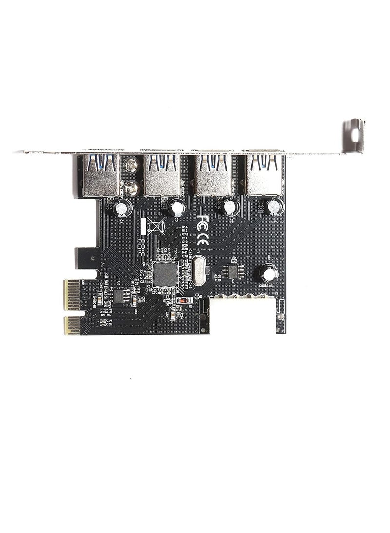 بطاقة PCI اكسبرس 4 منافذ USB 3.0 مع موصل طاقة 5 فولت 4 دبابيس بسرعة تصل إلى 5 جيجابايت في الثانية من ميشيف