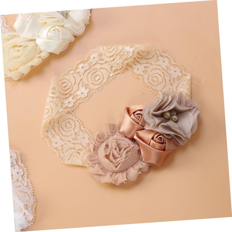 Girls 4pcs Lace Headbands With Flower Satin Bows For Newborns Infants - Image 4