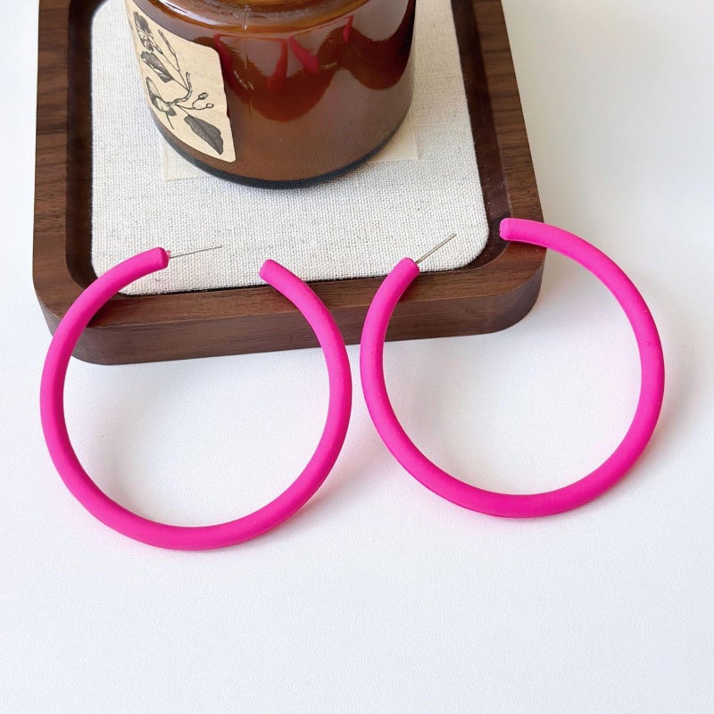 Novearring Hot Pink Hoop Earrings for Women Neon Hoop Earrings Exaggerated 80s 90s Colorful Chunky Earring for Women Party Outfits Jewelry Accessories - Image 5