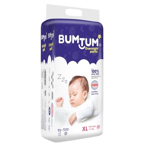 Bumtum Baby Overnight Diaper Pants - Size XL (12-18 kg), 30 Count | All night Absorption with Pillow Soft Comfort | No Leak | 100% Rashfree | With soothing Chamomile Microbial Layer | Pack of 1 - Image 2