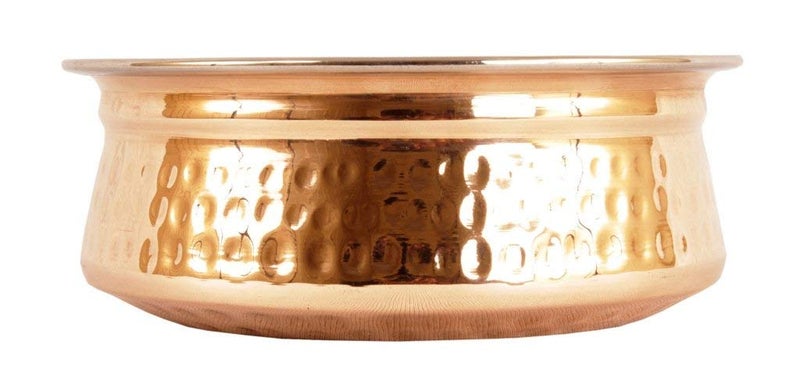 HarLen Ukal Pack of 20 Indian Serving Bowl Handi Copper Stainless Steel Hammered Dishes Serve Ware for Vegetable and Curries 6 inches  - Image 2