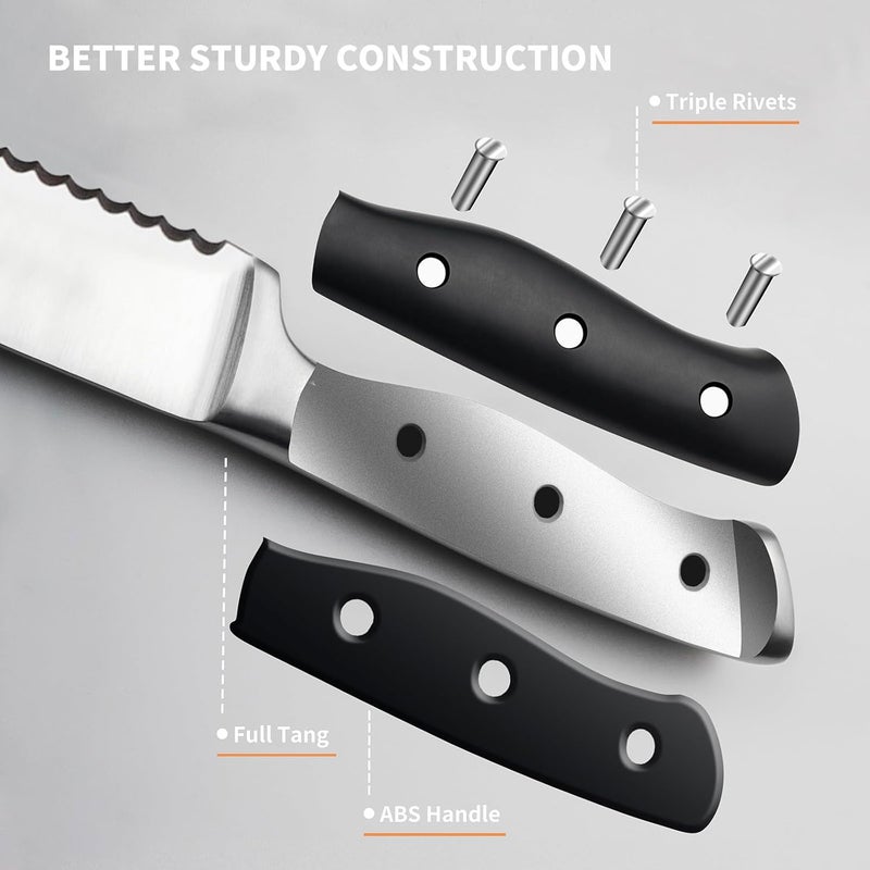 Alata 8-Piece Steak Knives Set, 4.7 Inch with Serrated Edge Razor-Sharp Dinner Knives, Full-Tang Construction, Dishwasher Safe - Image 5