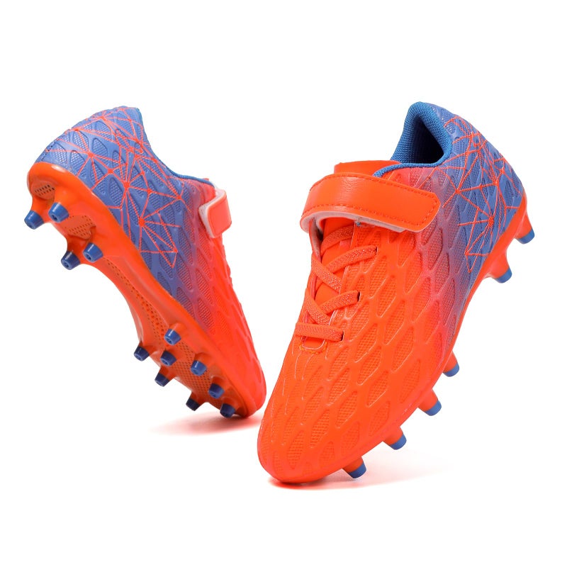 Skerxut Soccer Cleats, Kids Firm Ground Football Shoes, Boys Girls Athletic Outdoor (Orange, Toddler, 10, Numeric, US Footwear Size System, Medium) - Image 1