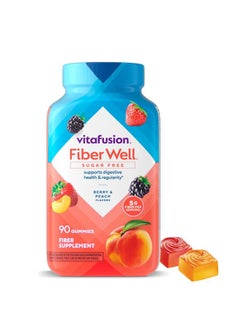 Vitafusion Fiber Well Sugar Free Fiber Supplement, Peach, Strawberry And Blackberry Flavored Supplements, 90 Count  - Image 1