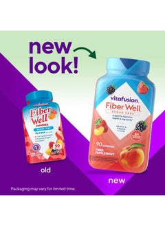Vitafusion Fiber Well Sugar Free Fiber Supplement, Peach, Strawberry And Blackberry Flavored Supplements, 90 Count  - Image 2
