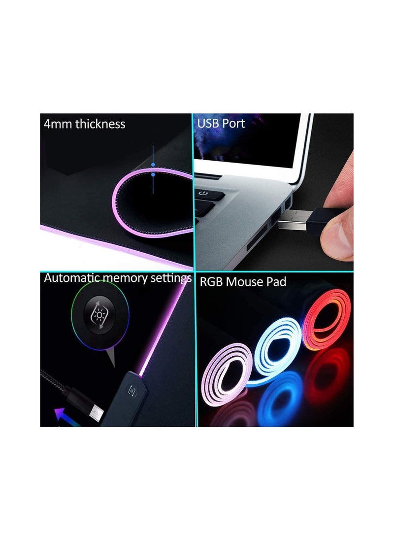 Generic - RGB Gaming Mouse Mat Pad - TEKXDD 800x300 mm LED Glowing Keyboard Mouse Pad with 12 Light Modes, Non-Slip Rubber and Waterproof Surface, Large Extended Mouse Mat for Gaming, PC, Laptop, Desk - Galaxy - Image 1