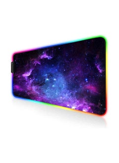 RGB Gaming Mouse Mat Pad - TEKXDD 800x300 mm LED Glowing Keyboard Mouse Pad with 12 Light Modes, Non-Slip Rubber and Waterproof Surface, Large Extended Mouse Mat for Gaming, PC, Laptop, Desk - Galaxy