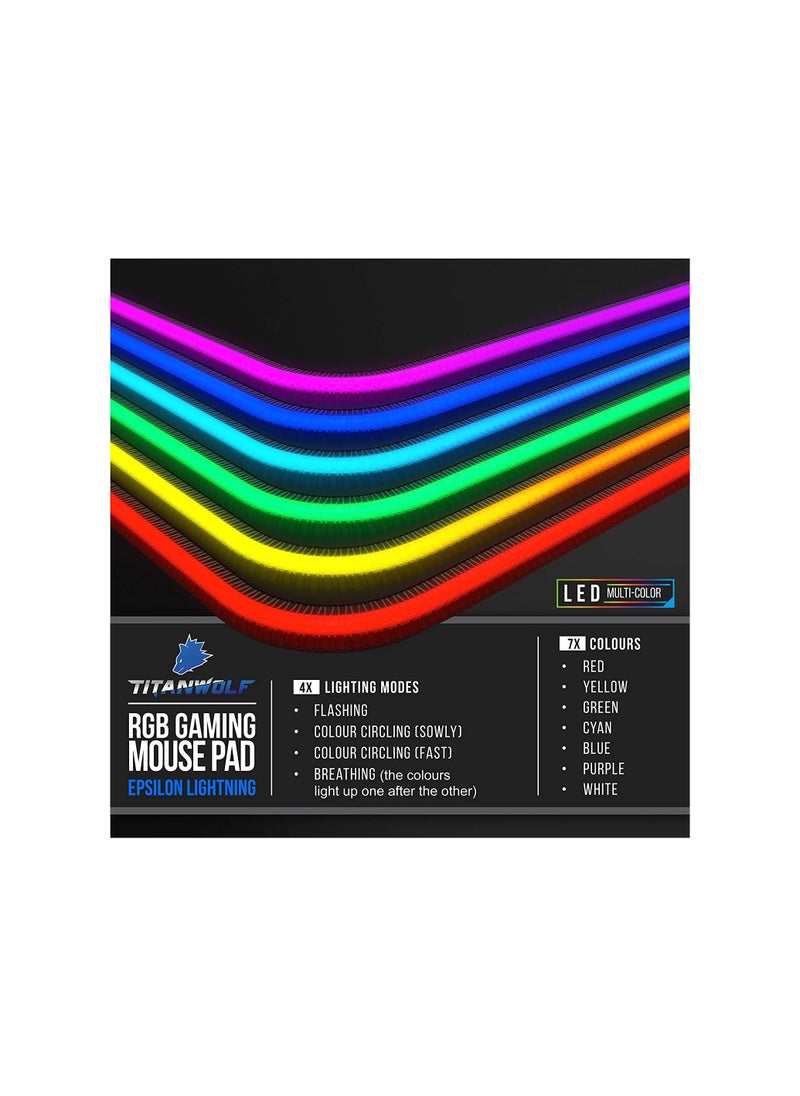 Generic - RGB Gaming Mouse Mat Pad - TEKXDD 800x300 mm LED Glowing Keyboard Mouse Pad with 12 Light Modes, Non-Slip Rubber and Waterproof Surface, Large Extended Mouse Mat for Gaming, PC, Laptop, Desk - Galaxy - Image 1