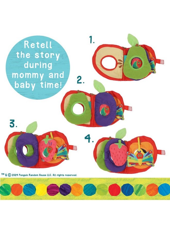 Kids Preferred KIDS PREFERRED Eric Carle Very Hungry Caterpillar Activity Apple and Plush - Crinkle Texture Inside and Attached Leaf Teether - Hanging Loop for On The Go Fun - Image 1