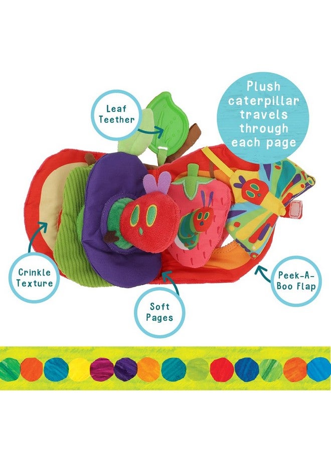 Kids Preferred KIDS PREFERRED Eric Carle Very Hungry Caterpillar Activity Apple and Plush - Crinkle Texture Inside and Attached Leaf Teether - Hanging Loop for On The Go Fun - Image 2