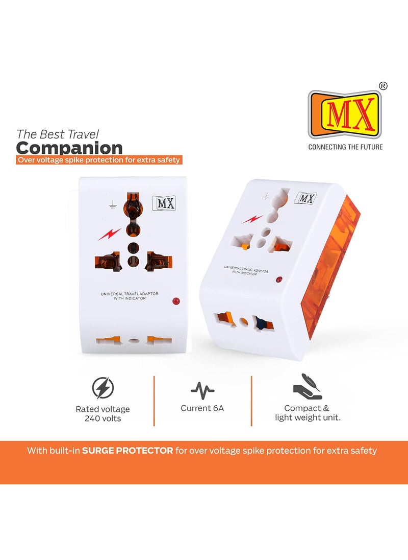 MX MX 3 PIN Traveller Universal Socket Plug Type D Worldwide Travel Adaptor Multi Plug Conversion Plug Surge Protection Socket Connector 3 in 1 Pack of 3  - Image 5