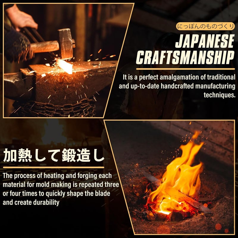 Huusk Hand Forged Chef Knife Set, High Carbon Steel Butcher Knife Set, Japanese Kitchen Knives for Home, Outdoor BBQ Camping Cooking, Christmas Gift Idea Men - Image 2