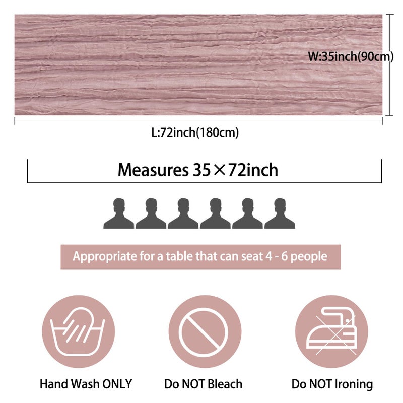 Fivenl 12 Pack Cheesecloth Table Runner 35x72 Inch Boho Gauze Rustic Cheese Cloth Long Romantic Table Runner for Wedding Bridal Shower Birthday Party Table Decor (Dusty Pink) - Image 2
