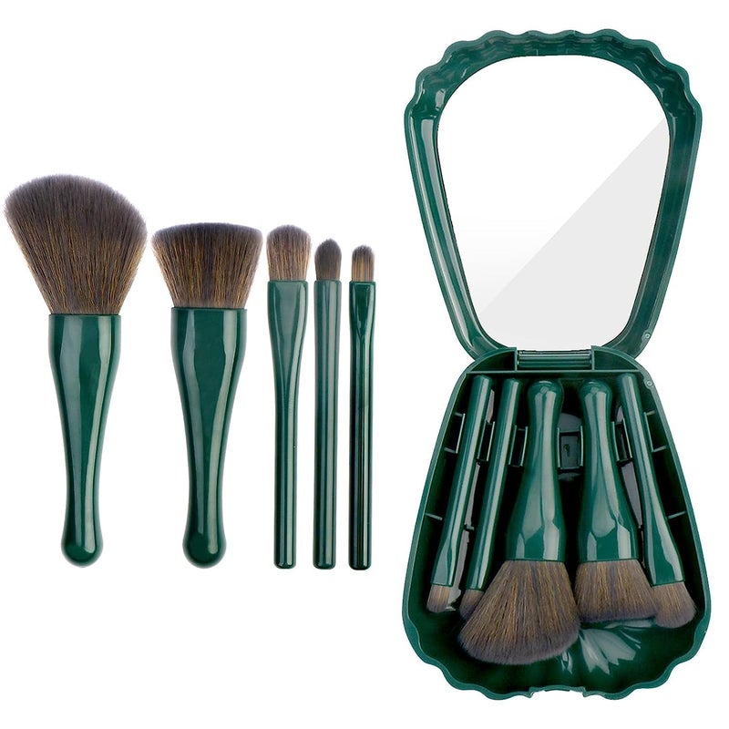 GOPAD Makeup Brush Set Portable Mini Makeup Brush Case Professional Travel Makeup Brush Set with Mirror for Makeup Travel Portable Cosmetic Brushes Kit smallplastic GreenPsc 1 - Image 1