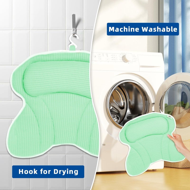 CONBELLA Bath Pillow, Bath Pillows for Tub Neck and Back Support, Bathtub Pillows for Head and Neck with 6 Strong Non-Slip Suction Cups, 4D Air Mesh, Bath Accessories Spa Gifts for Women(Green) - Image 5