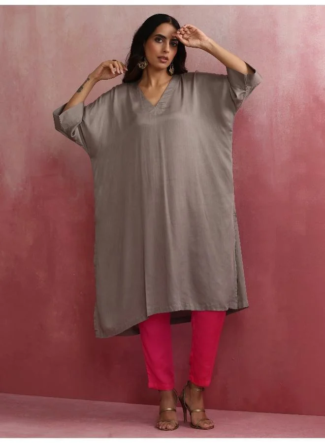 Grey Modal Kimono Kurta Set