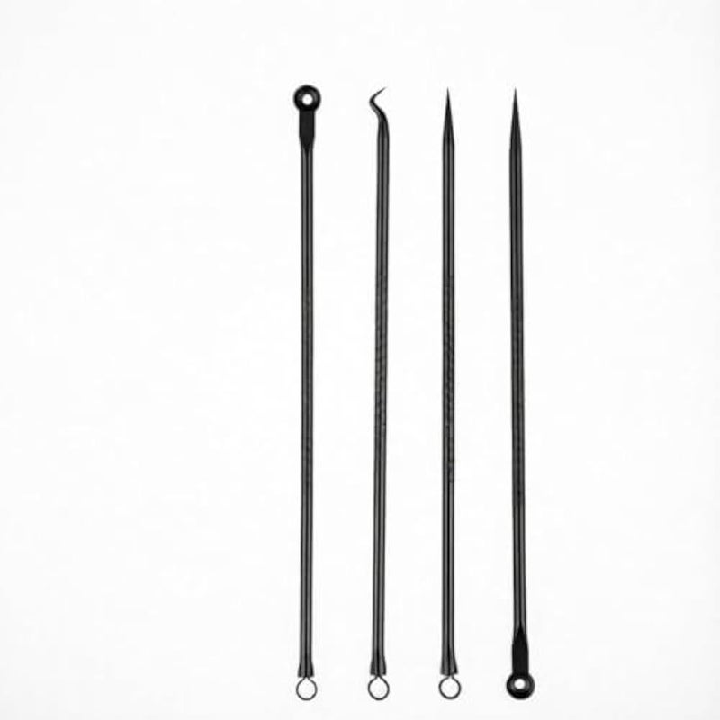 Blackhead Remover - Professional Stainless Steel Acne Extractor Tool Kit with 4 Precision Needles for Safe Pore Cleaning and Facial Skin Care Treatment at Home or Salon Use Today (4Pcs Black) - Image 1