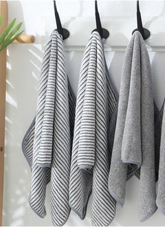 SUCITY Antibacterial Coral Velvet Bamboo Charcoal Fiber Towel-Two-Piece Combination Set Striped Bath Towel-Absorbent Thickened Face Towel  - Image 4