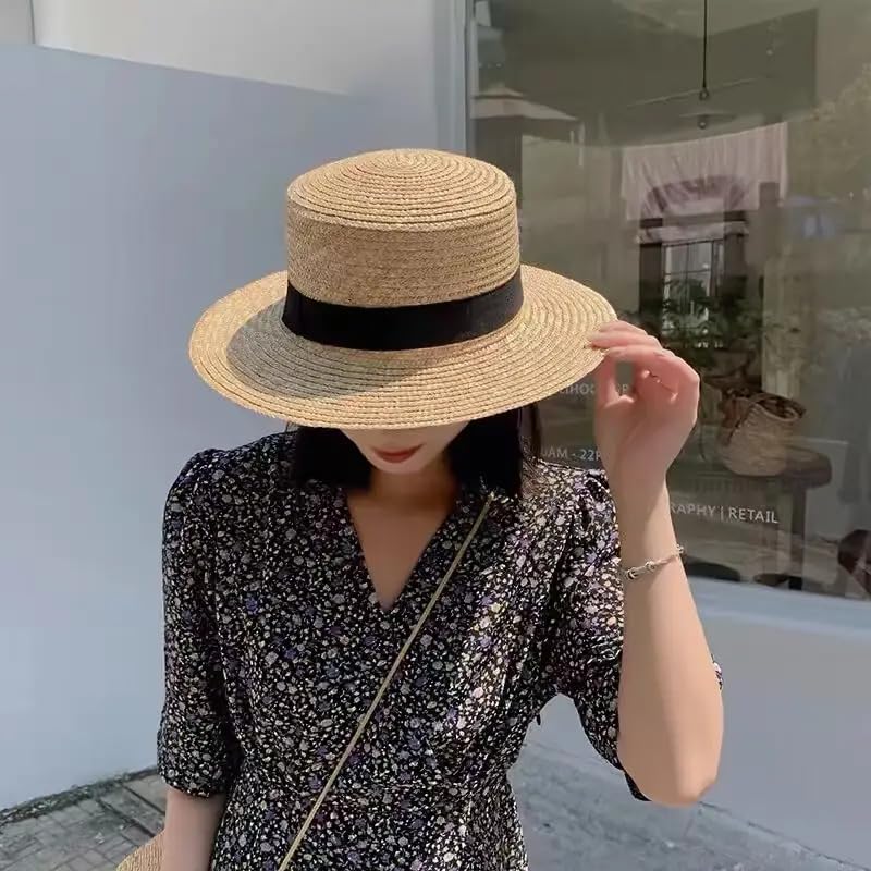 CLOTHERA Summer Brim Floppy Straw Beach Hats for Women (Beige Top Hat) - Image 4
