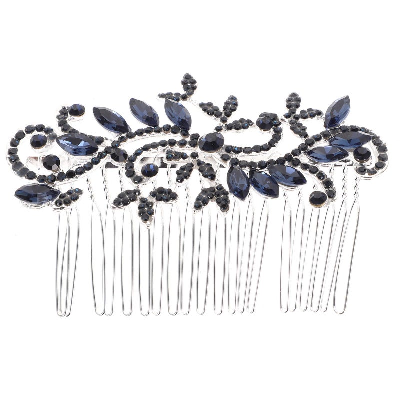 Lurrose Wedding Hair Comb Blue Rhinestone Hair Comb Hairpin Bride Vintage Flower Crystal Overtone Bridal Accessories for Bridal Bridesmaid - Image 1