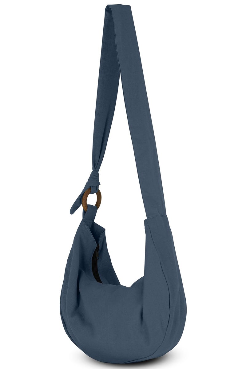 Your Cozy Women's Hobo Handbag, Handmade Cotton Boho Bag for Women - Dark Grey, Crossbody, Hippie Tote, Adjustable Strap, Lightweight - Image 1