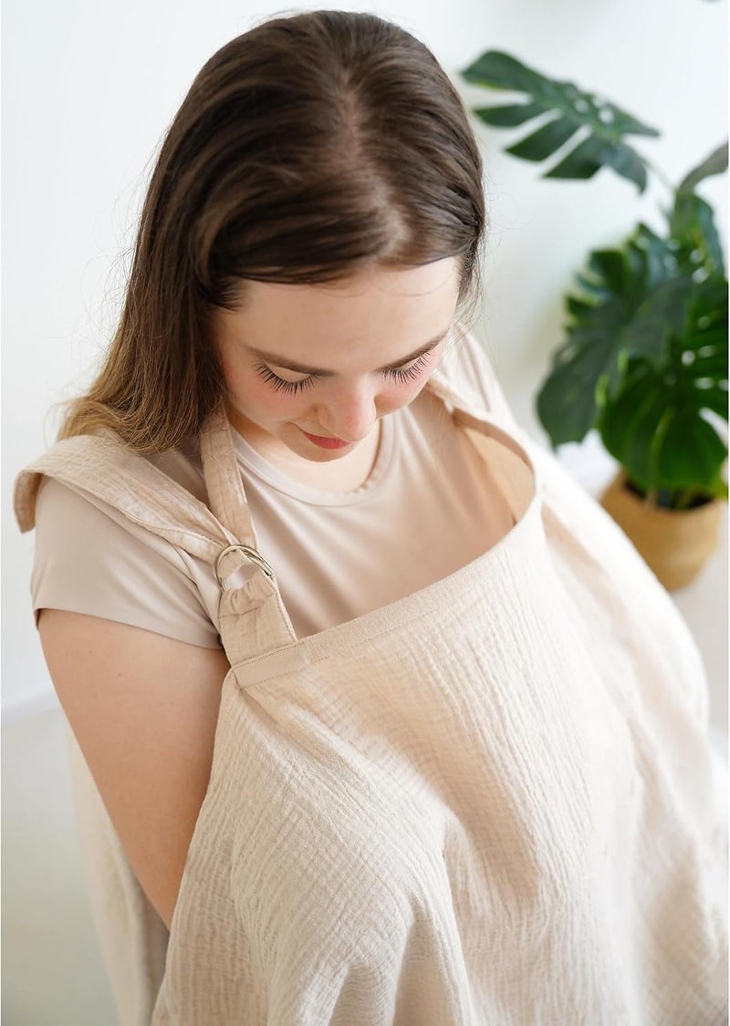 MairMore Muslin Nursing Covers for Breastfeeding, Privacy Breast Feeding Cover with Arch Neckline for Mom and Baby, Breathable 100% Cotton Nursing Apron Multi-use Stroller Cover | Large & Breathable Nursing Apron, Multi-Use Breastfeeding & Stroller Cover, Full Privacy for Mom & Baby (Pink Blossom) - Image 3