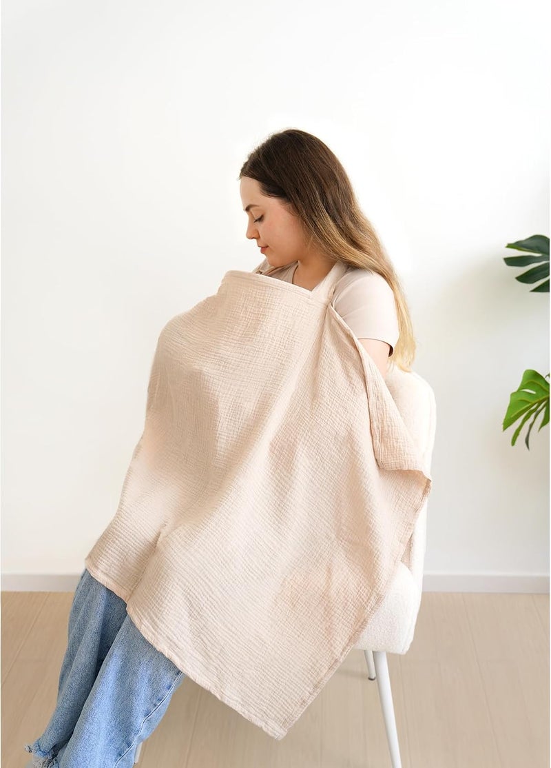 MairMore Muslin Nursing Covers for Breastfeeding, Privacy Breast Feeding Cover with Arch Neckline for Mom and Baby, Breathable 100% Cotton Nursing Apron Multi-use Stroller Cover | Large & Breathable Nursing Apron, Multi-Use Breastfeeding & Stroller Cover, Full Privacy for Mom & Baby (Pink Blossom) - Image 4