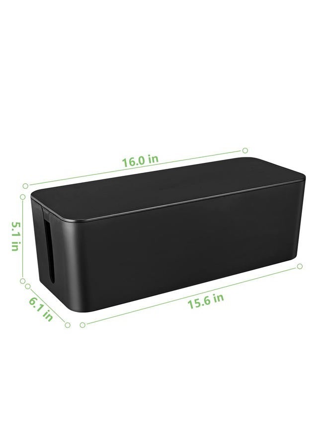 Chouky Cable Management Box, Large Cord Organizer Box to Hide Power Strip & Under Desk,TV Computer Wires Cable Organizer Hider Box with Cable Clips&Reusable Cable Ties for Home/Office(Black) - Image 3