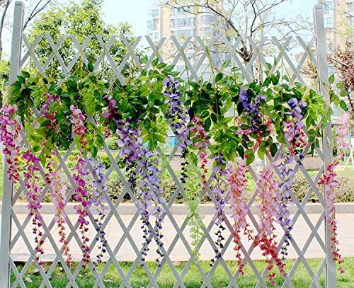 DearHouse Artificial Wisteria Vine Ratta Hanging Garland Silk Flowers String for Home, Party, Wedding Decor (Green, 3.6 Feet) - 12 Pack - Image 4
