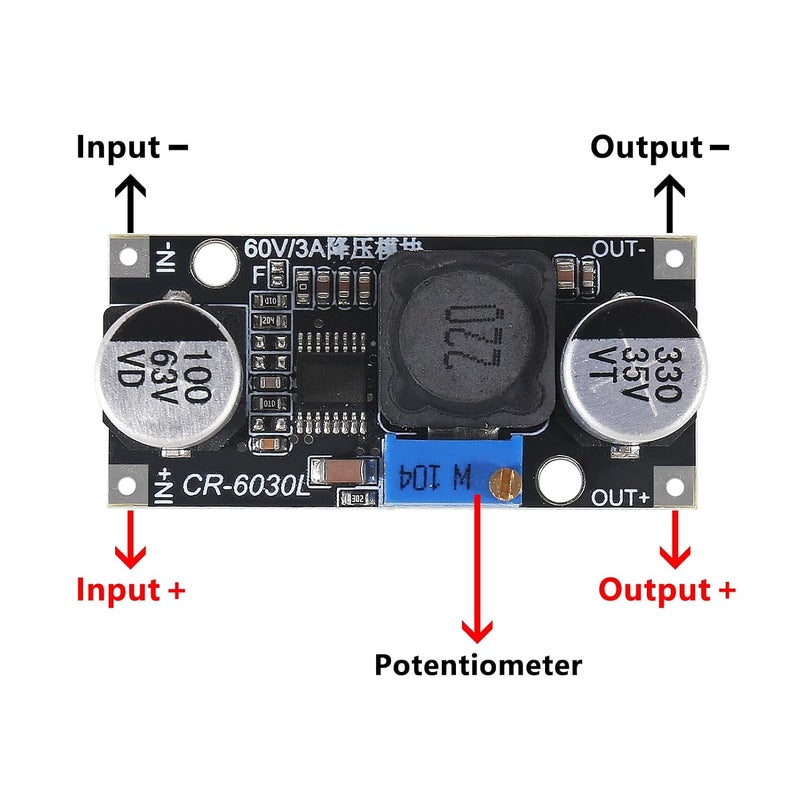 AiTrip 5PCS DC-DC Step Down Power Supply Module 60V 3A to 3.3V 5V 12V 24V Buck Converter Adjustable Voltage Regulator Module LM2596 LM2596S Upgraded - Image 5