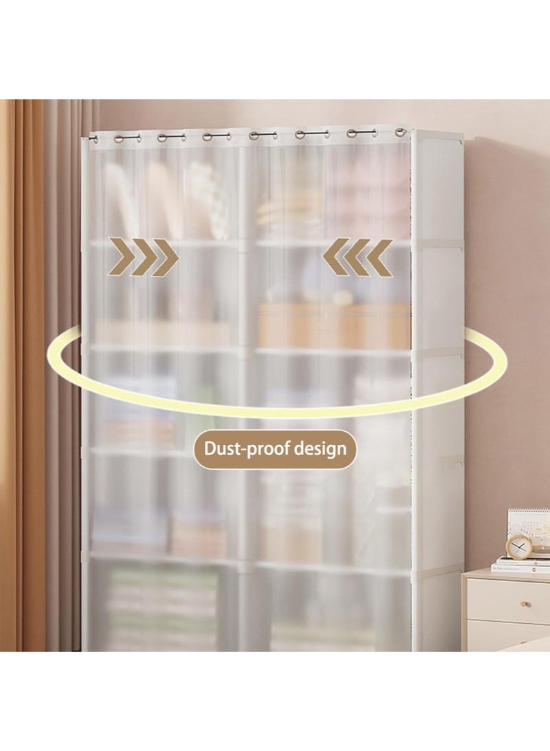 6-layer portable fabric wardrobe, large capacity wardrobe storage rack with curtain, suitable for bedroom and living room - Image 5