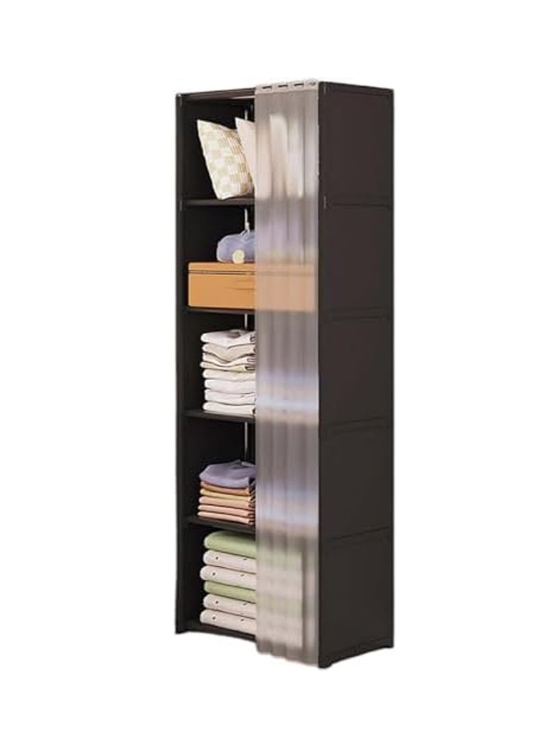 6-layer portable fabric wardrobe, large capacity wardrobe storage rack with curtain, suitable for bedroom and living room - Image 1
