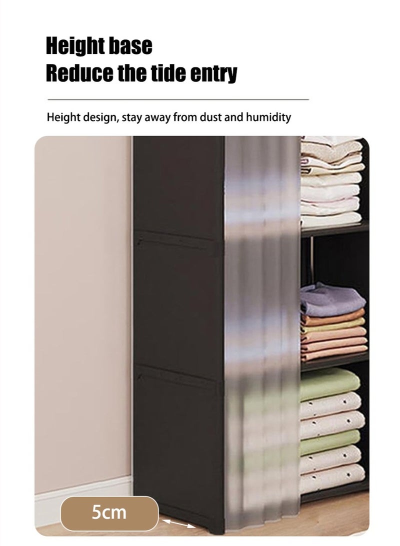 6-layer portable fabric wardrobe, large capacity wardrobe storage rack with curtain, suitable for bedroom and living room - Image 2