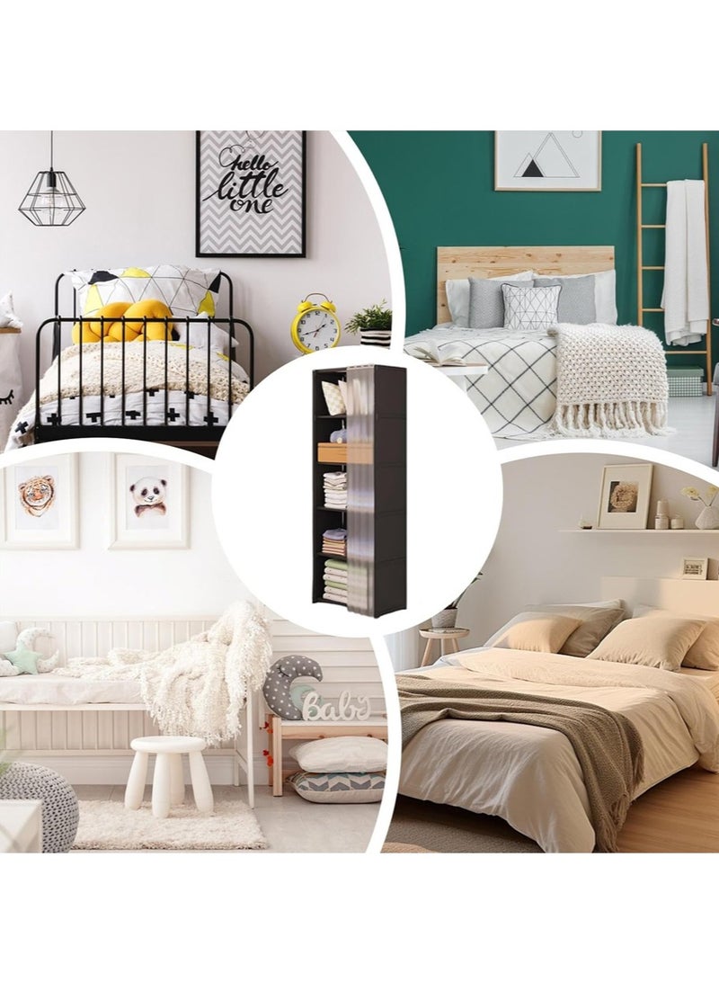 6-layer portable fabric wardrobe, large capacity wardrobe storage rack with curtain, suitable for bedroom and living room - Image 4